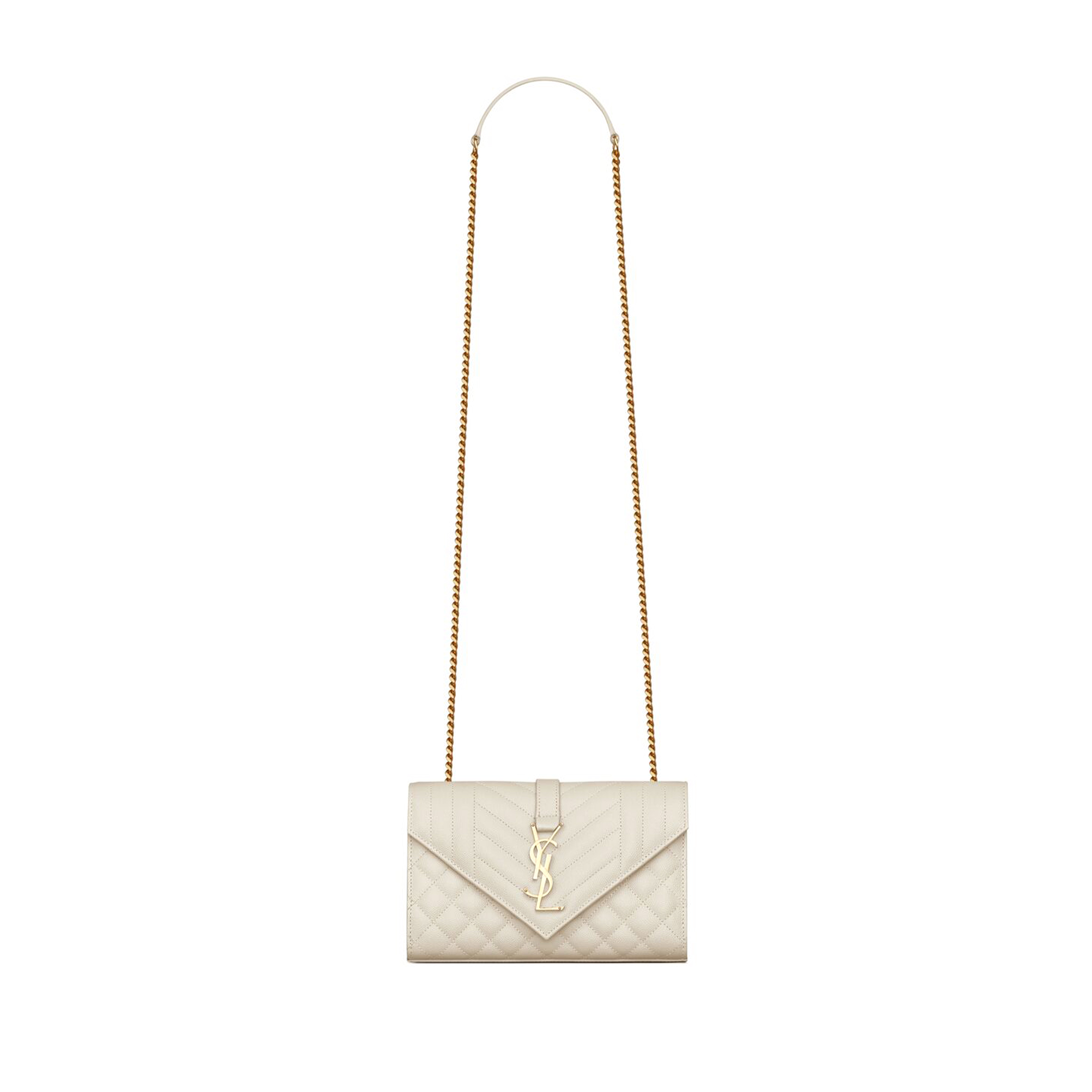 YSL ENVELOPE SMALL IN QUILTED GRAIN DE POUDRE EMBOSSED LEATHER 600195BOW919207 (21*13*6cm)
